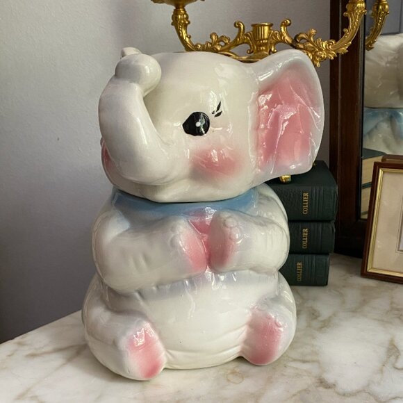 RARE Vintage 50s Baby Cute Elephant Cookie Jar Canister Disney Dumbo Era - Picture 2 of 10